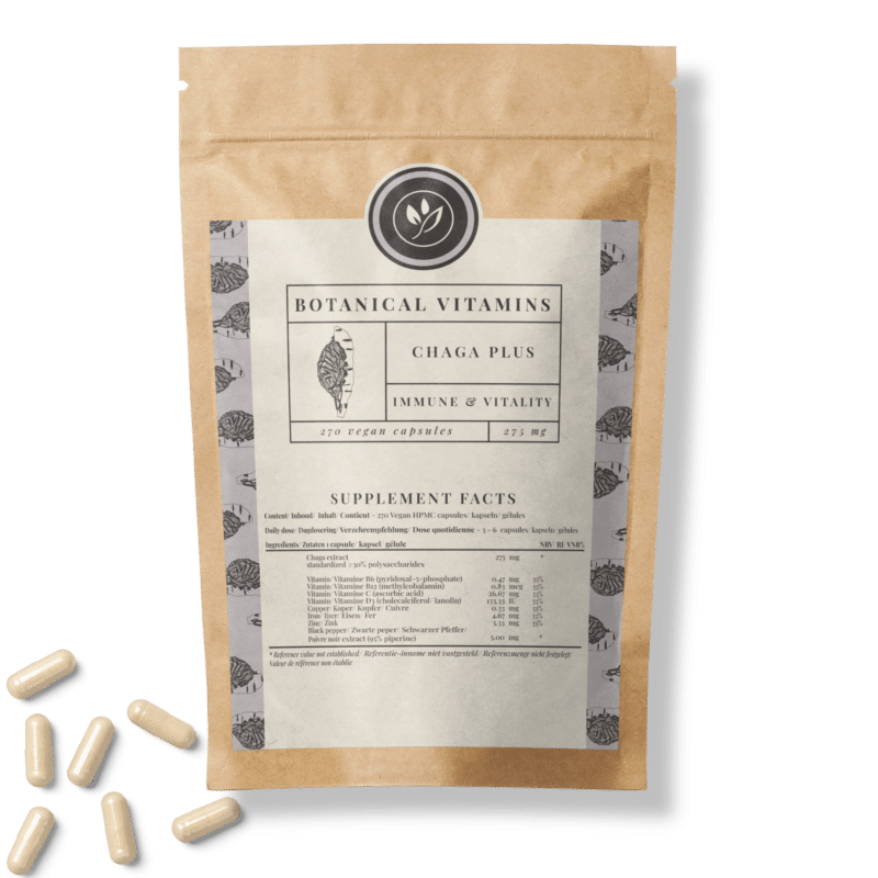 Chaga Plus <br>270 capsules (navul) Voedingssupplement Botanical Vitamins 2
