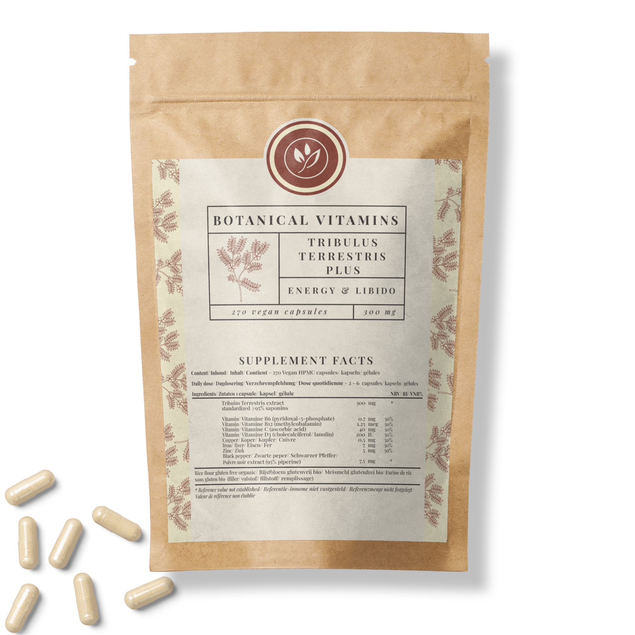 Tribulus Terrestris Plus <br>270 capsules (refill) Nutritional Supplement Botanical Vitamins 3