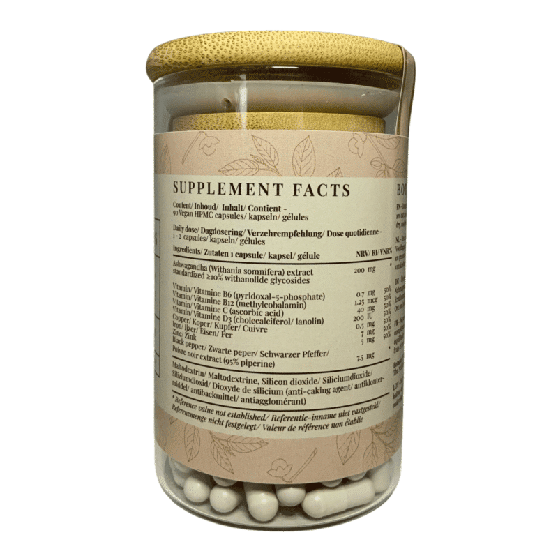 Ashwagandha Plus <br>90 capsules (glass storage jar) Nutritional Supplement Botanical Vitamins 3