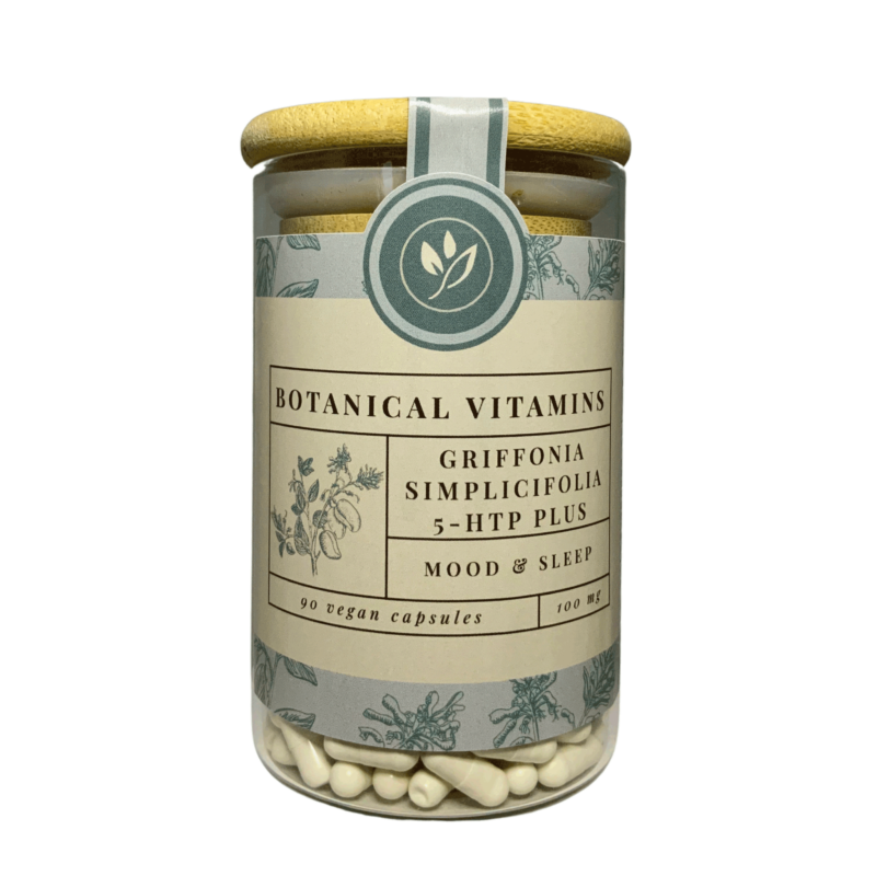 Griffonia Simplicifolia 5-HTP Plus <br>90 capsules (glazen voorraadpot) Voedingssupplement Botanical Vitamins 2