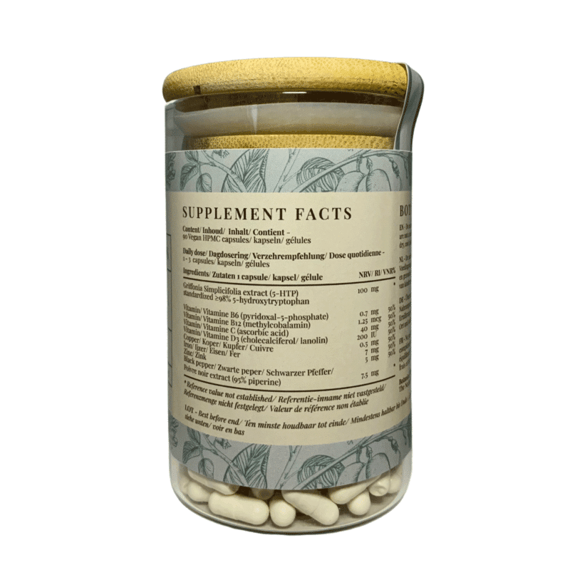 Griffonia Simplicifolia 5-HTP Plus <br>90 capsules (glass storage jar) Nutritional Supplement Botanical Vitamins 3