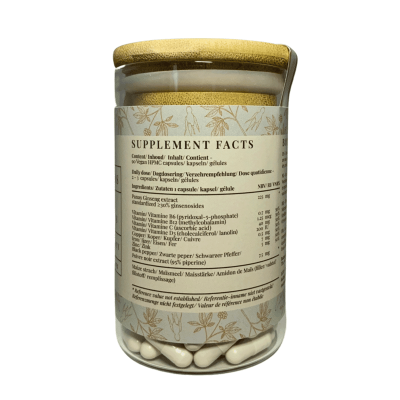 Panax Ginseng Plus <br>90 capsules (glass storage jar) Nutritional Supplement Botanical Vitamins 3